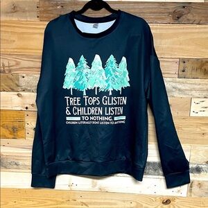 Size 2XL Lightweight Black Holiday Graphic Long Sleeve Smooth Sweatshirt
